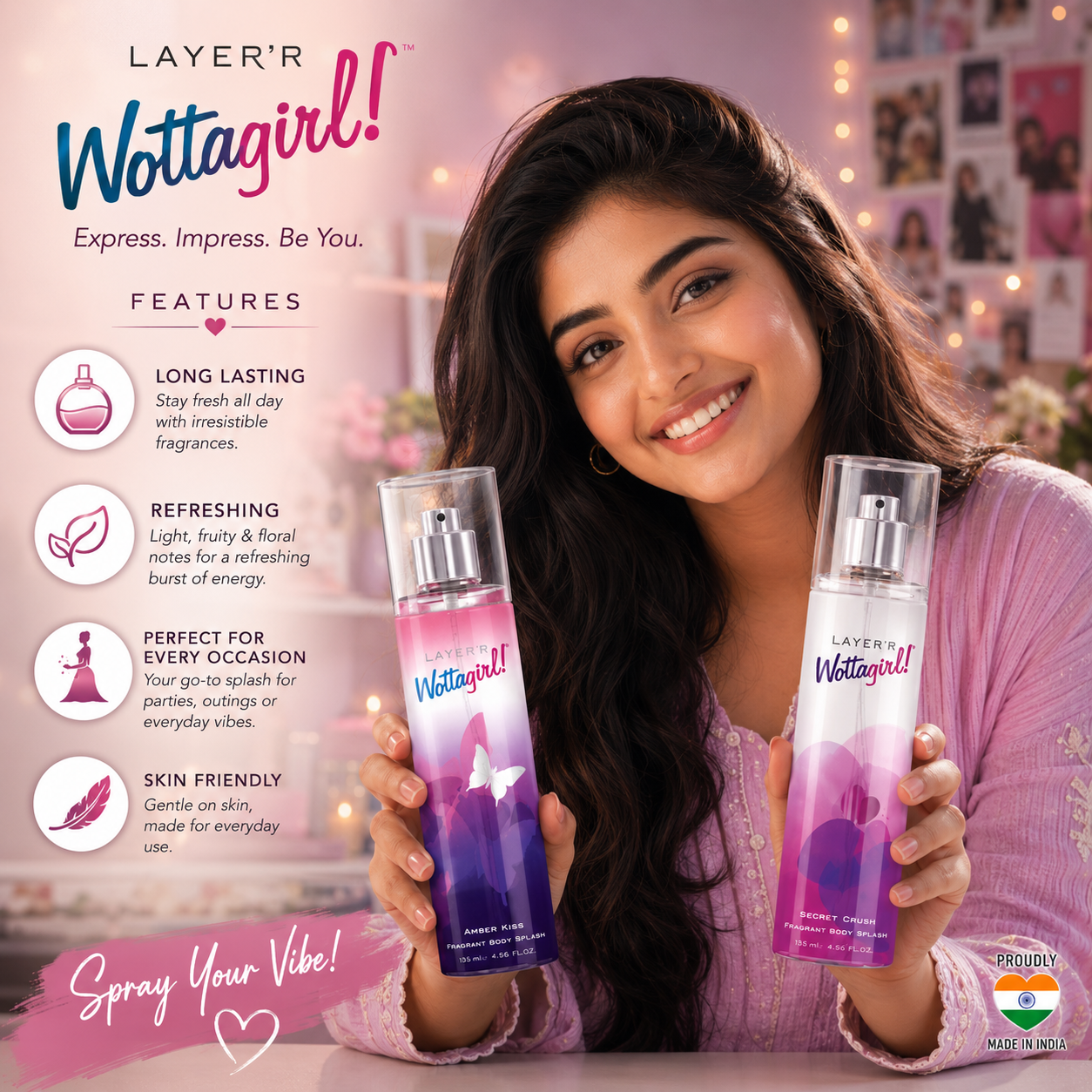 LAYER'R Wottagirl! Secret Crush & Amber Kiss Body Spray