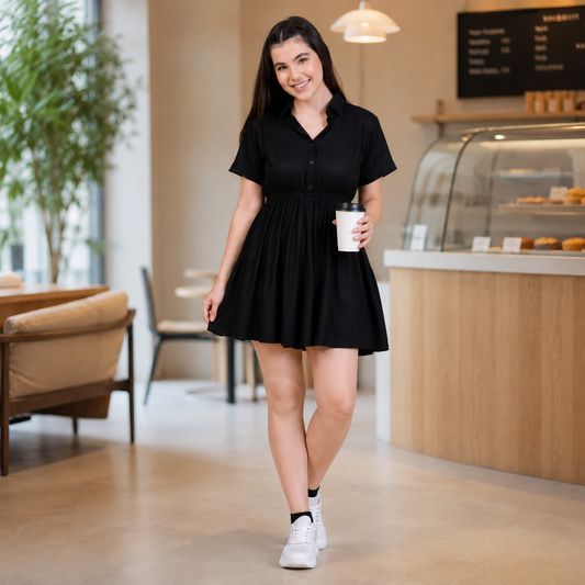 Qluture Women Beautiful Short Dress (Black)