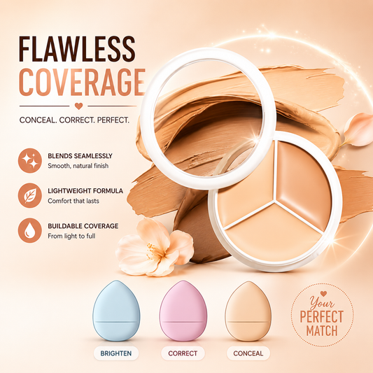 3 In1 Concealer & 3 Pcs Finger Puff combo