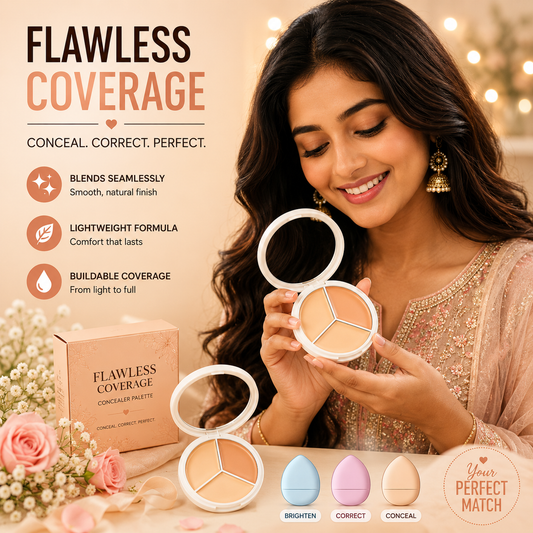 3 In1 Concealer & 3 Pcs Finger Puff combo