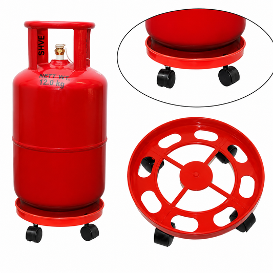Gas Cylinder Stand - Easily Movable LPG Cylinder Trolley with Wheels