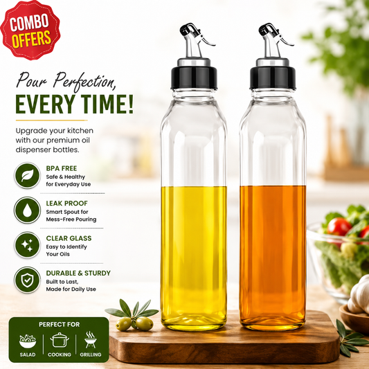 Oil Dispenser, 1000Milliliters, Pack Of 2, Clear - 1 L