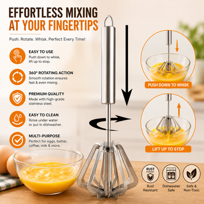 Hand Push Rotary Whisk Blender for pastry,milkshake,cream