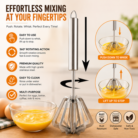 Hand Push Rotary Whisk Blender for pastry,milkshake,cream