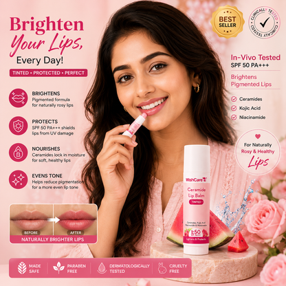 WishCare Tinted Ceramide Lip Balm with SPF50 PA+++  - 5gm