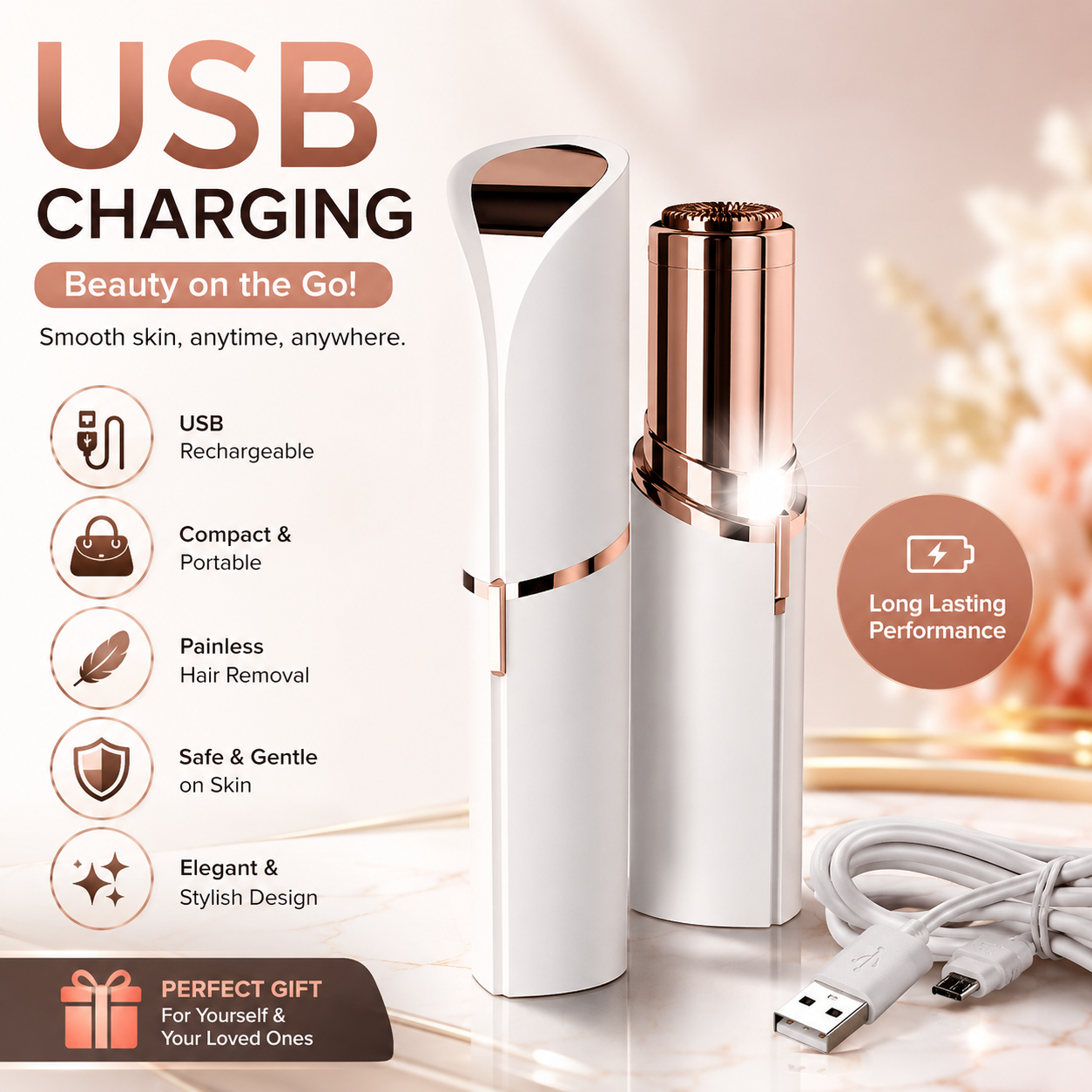 USB Facial Hair Remover for Women | Lipstick Shape