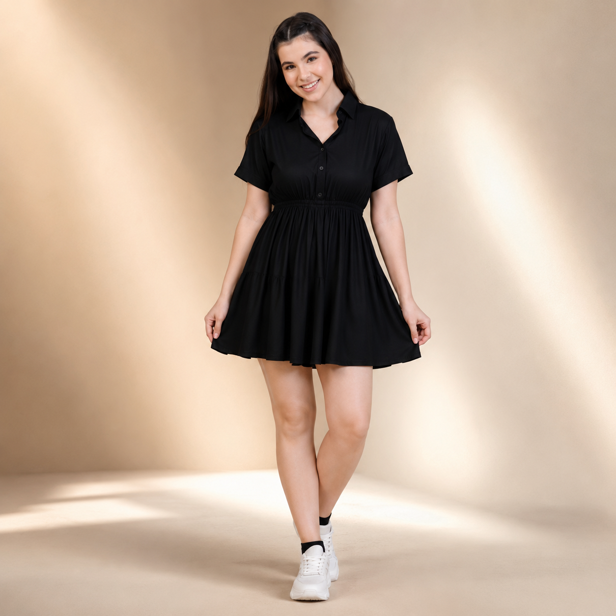 Qluture Women Beautiful Short Dress (Black)