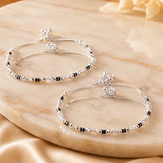 Traditional Silver Tone Payal for Women