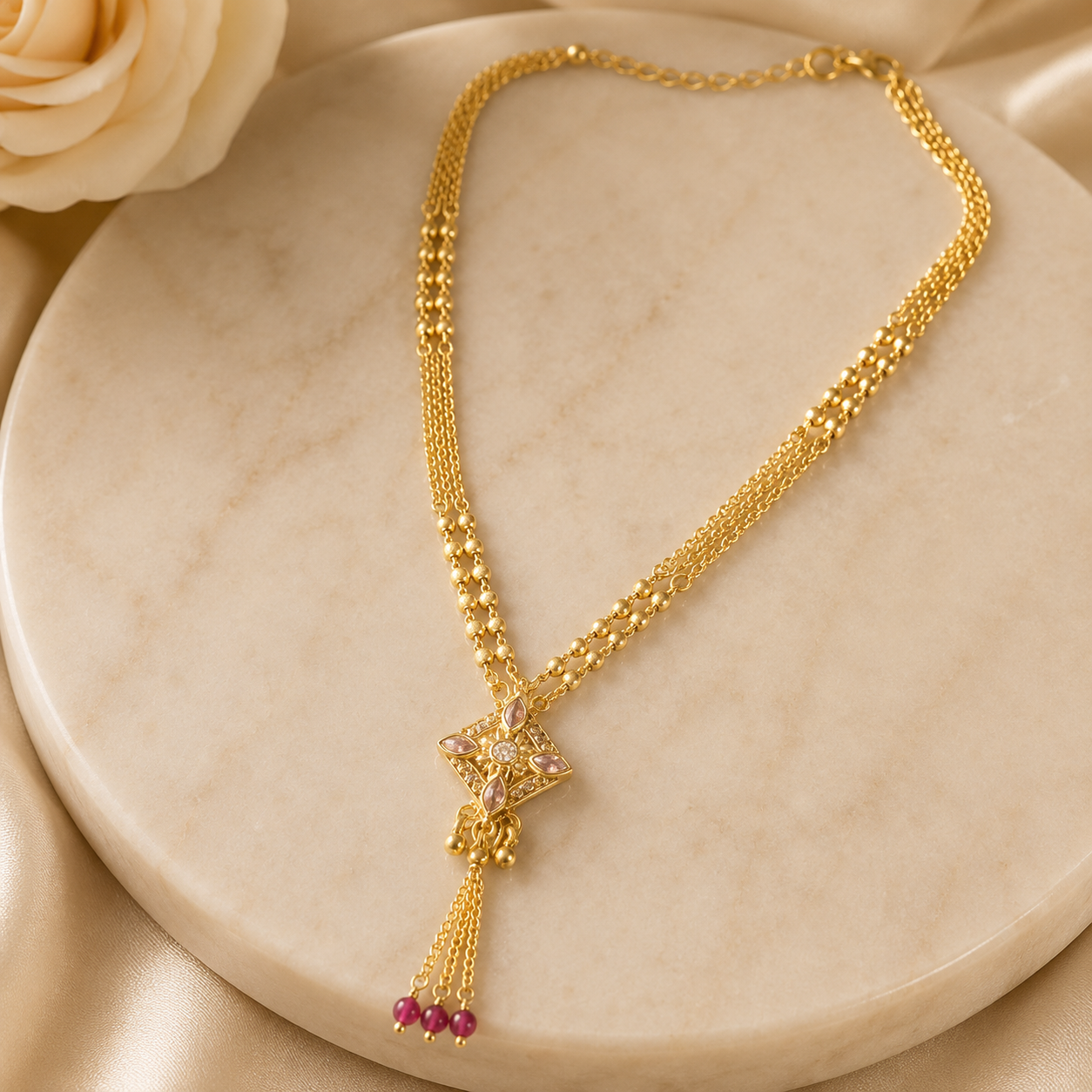 Gold Plated Traditional Pendant Necklace for Women