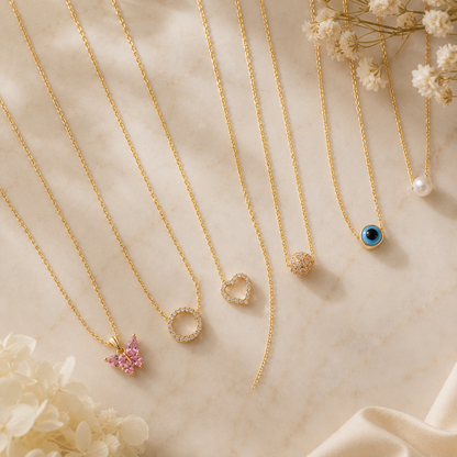 Minimalist Gold-Plated Pendant Chain Set of six