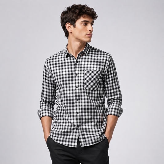 Frekman Stylish Cotton Blend Check Men's Shirt Pack of 1
