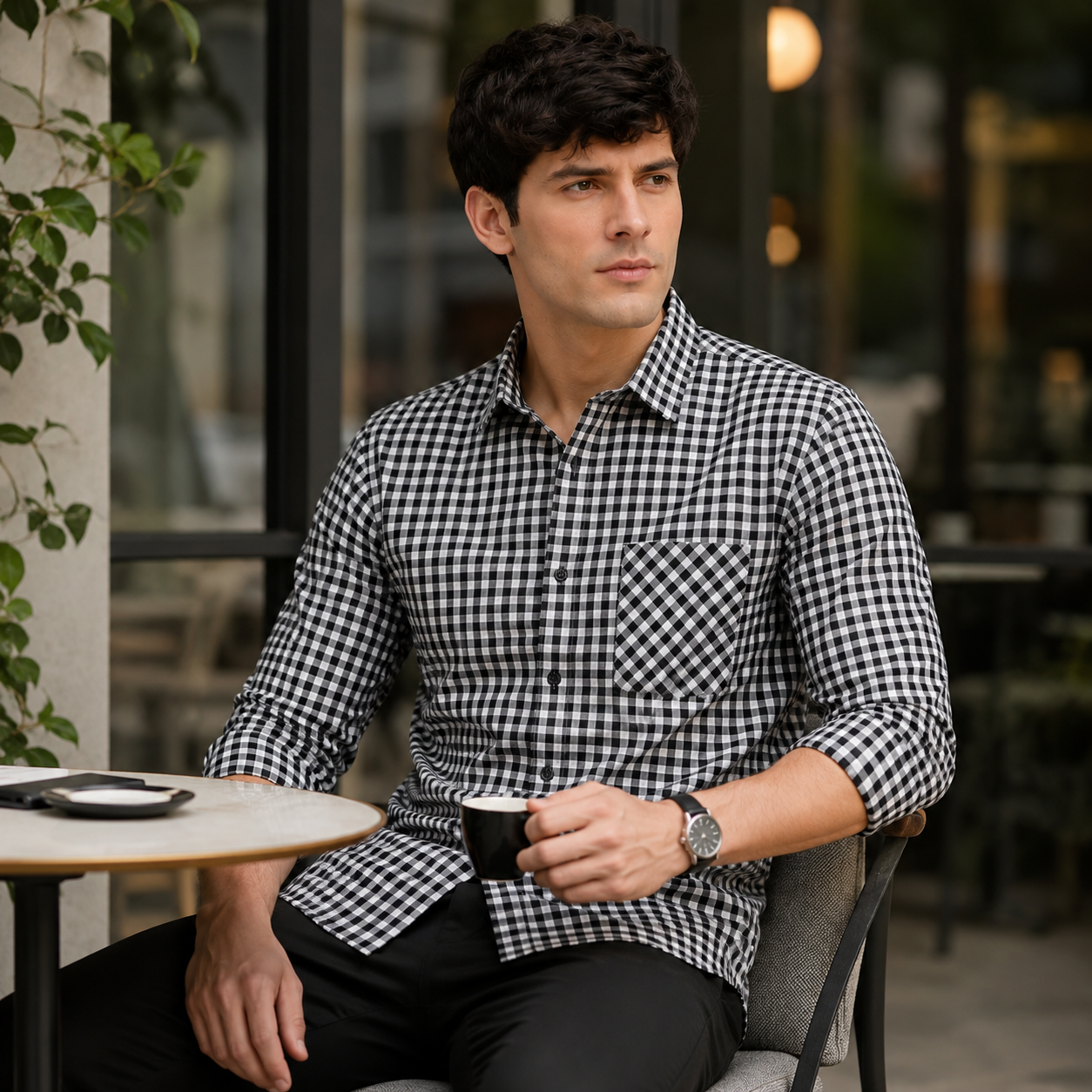 Frekman Stylish Cotton Blend Check Men's Shirt Pack of 1