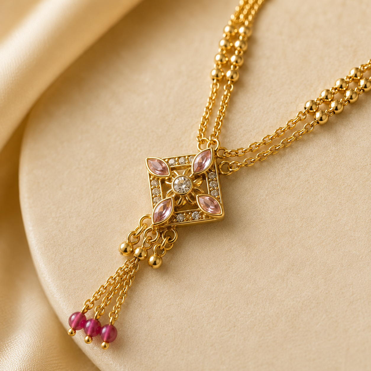 Gold Plated Traditional Pendant Necklace for Women
