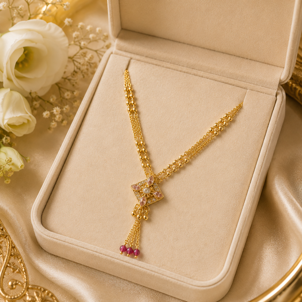 Gold Plated Traditional Pendant Necklace for Women