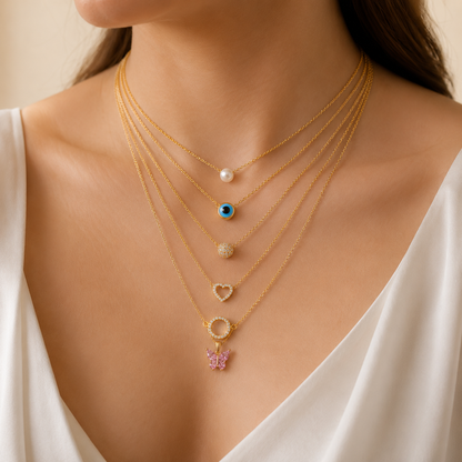 Minimalist Gold-Plated Pendant Chain Set of six
