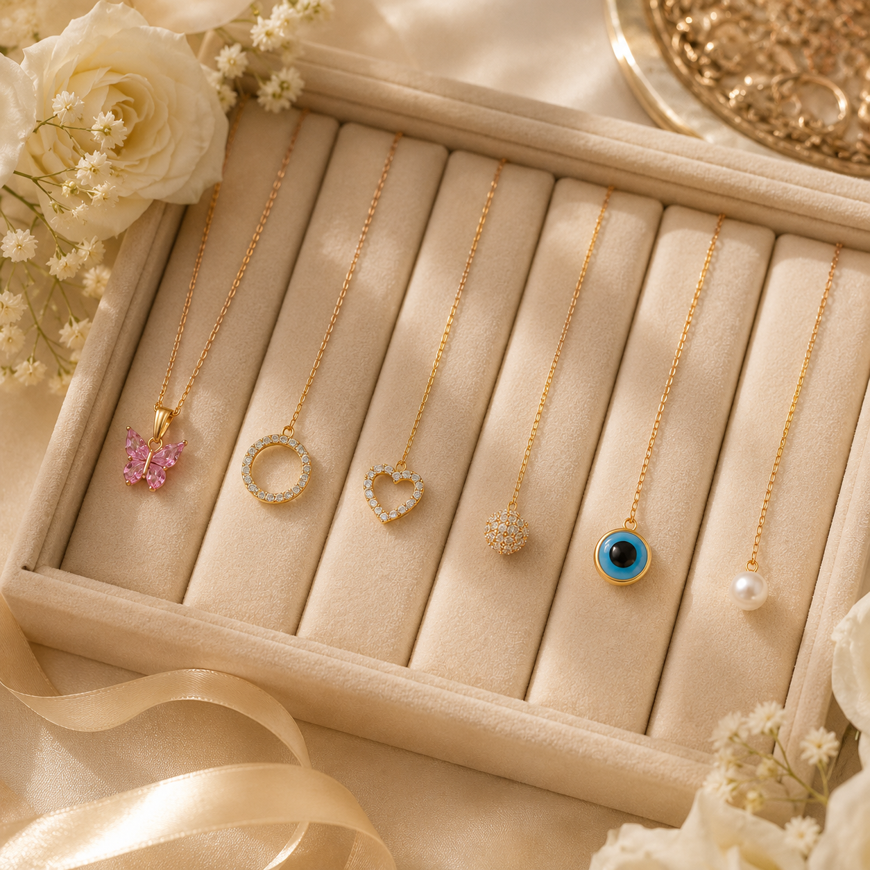 Minimalist Gold-Plated Pendant Chain Set of six