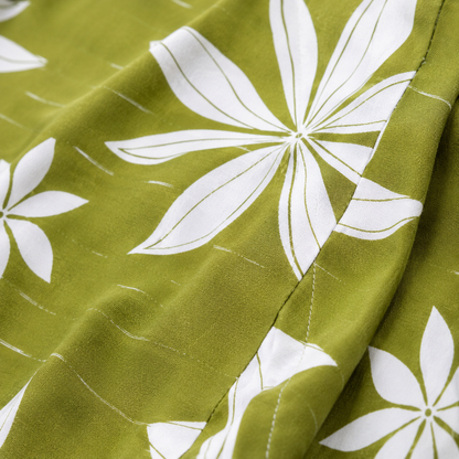 Women's Olive Green Floral Printed Square Neck Dress