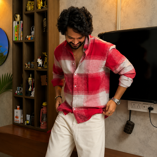 Trending check shirt ( Levish red colour )